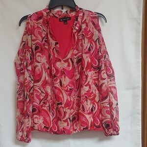 H&M Pink and Black Swirl Blouse